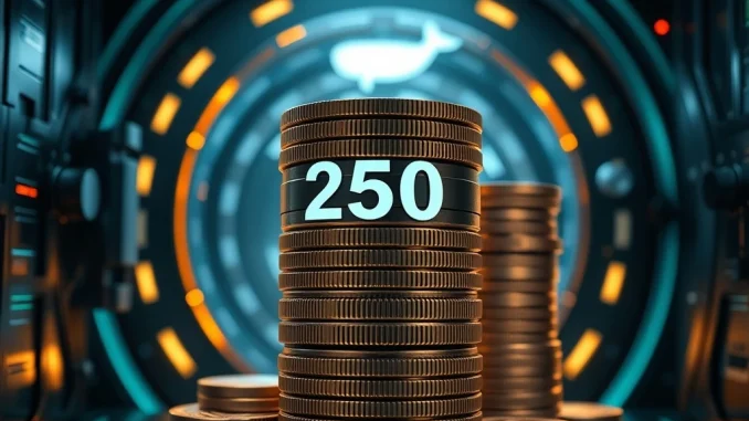 Visualizing a substantial 250 million USDC minted, indicating significant stablecoin activity and market movement.