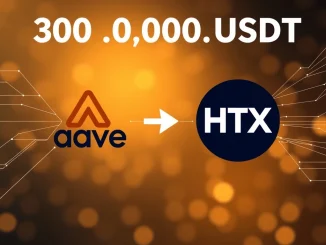 Illustrates a significant 300M USDT transfer from Aave to HTX, highlighting the impact of this large whale transaction on the crypto ecosystem.