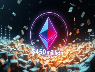 Visualizing the significant success of the MegaETH token sale, representing the $450 million raised for Ethereum Layer 2 development.