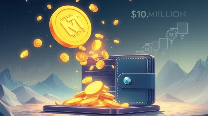 Visualizing the record-breaking $10M MET airdrop being deposited into a single digital wallet, highlighting the scale of this crypto distribution.