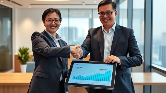 Metalpha investment deal represented by a handshake, symbolizing growth in blockchain trading services.