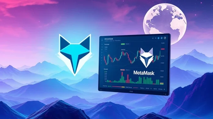A MetaMask wallet interface featuring MetaMask perpetual futures trading charts powered by Hyperliquid, symbolizing advanced DeFi access.