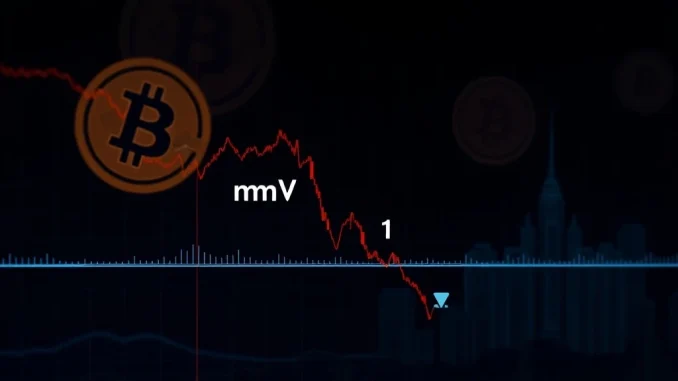 A chart showing Metaplanet mNAV falling below the 1.0 baseline, symbolizing undervalued Bitcoin holdings for a Japanese company.
