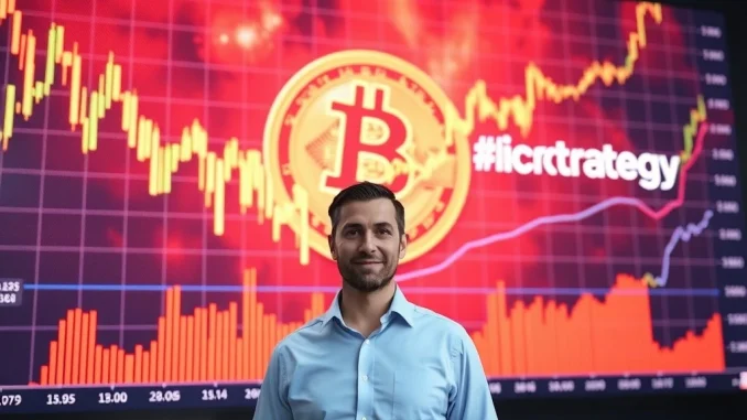 Michael Saylor celebrating MicroStrategy Bitcoin's incredible growth from initial loss to a $77.4 billion valuation.