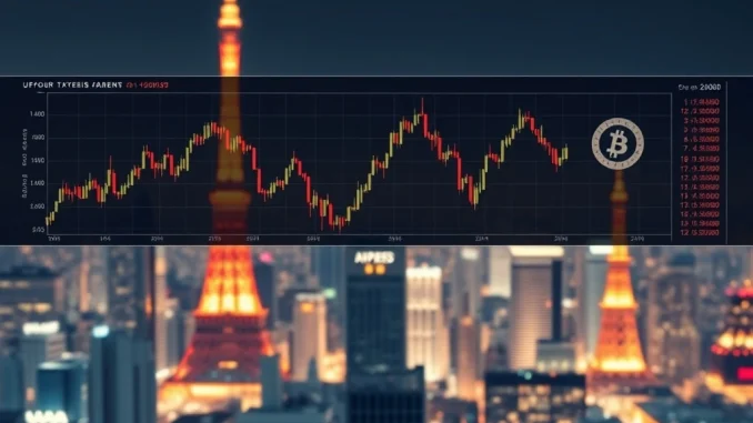 A digital interface symbolizing Mitsubishi UFJ's ASTOMO platform for tokenized securities, representing innovation in Japanese finance.