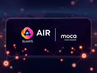 Moca Network's AIR Shop platform logo displayed on a digital screen, symbolizing a new era of Web3 loyalty and rewards.