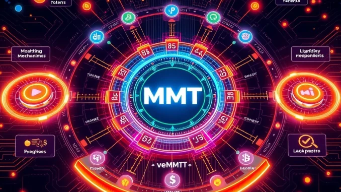 Diagram illustrating Momentum MMT tokenomics and veMMT rewards structure, highlighting its multi-layer architecture.