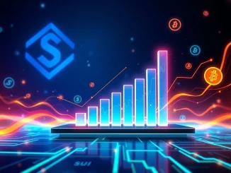 A chart showing rapid Momentum TVL growth on the Sui ecosystem, symbolizing significant crypto trading volume and platform success.