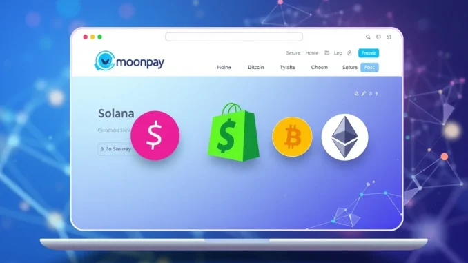 MoonPay Commerce platform enabling fast crypto payments on an e-commerce site, illustrating its integration and efficiency.
