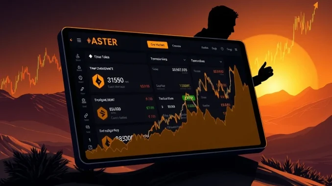 Digital wallet displaying ASTER token balance and transaction history, illustrating MrBeast crypto investment activity and unrealized loss.