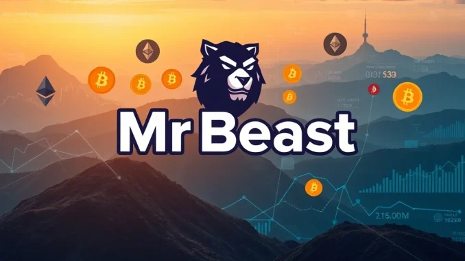 MrBeast's logo intertwined with crypto symbols, representing his new **MrBeast crypto** financial services trademark application.