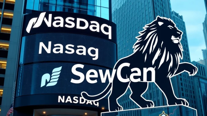 A visual representation of Nasdaq's NewGen Group engaging in a significant Solana acquisition, symbolizing institutional crypto adoption.