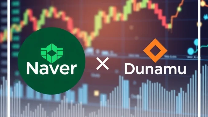 Visualizing the potential Naver Dunamu merger and strategic crypto discussions between the two tech giants.