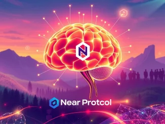 Visualizing the **Near Protocol AI delegate system** boosting DAO voter turnout and enhancing decentralized governance.