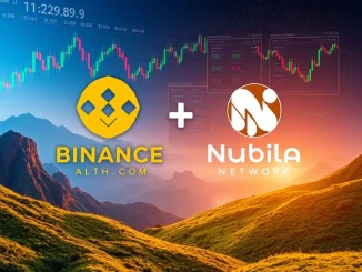 Binance Alpha logo next to Nubila Network (NB) logo, signifying the new NB coin listing and opportunities for early-stage crypto investors.