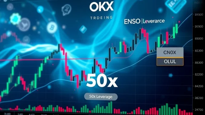 OKX Unveils Exciting ENSO and OL Perpetual Futures Listings with 50x Leverage OKX trading platform showcasing charts for ENSO USDT futures and OL USDT futures, highlighting new crypto leverage trading opportunities.