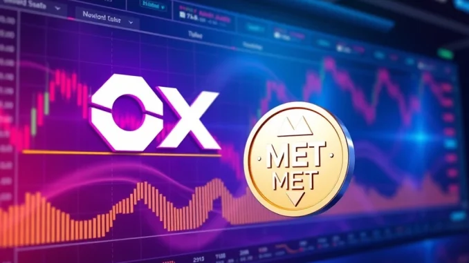 OKX exchange interface showing the MET crypto listing, symbolizing new spot trading opportunities for users.