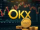 OKX platform screen displaying the **PAXG listing** announcement, with a digital gold bar icon, signifying the new gold-backed crypto trading opportunity.