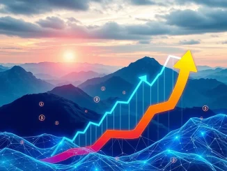 A visual representation of on-chain revenue growth, with charts and digital assets indicating increasing crypto fees and blockchain adoption.