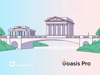 A digital bridge symbolizing Ondo Finance integrating traditional finance with blockchain, facilitating SEC-regulated RWA tokenization.