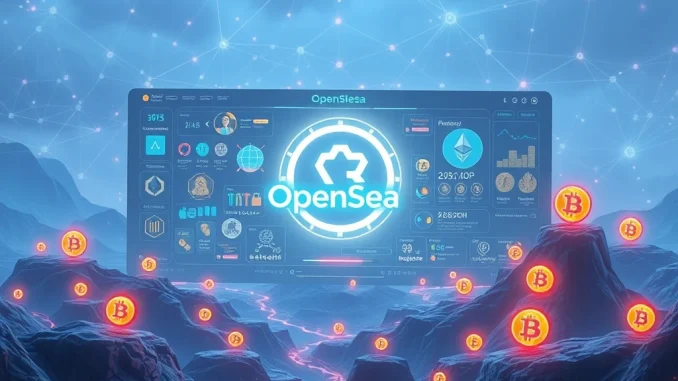 OpenSea's new integrated crypto platform interface showing diverse digital assets like NFTs and cryptocurrency tokens.