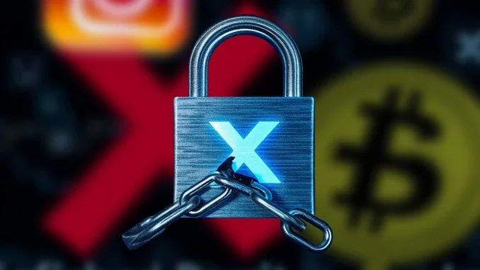 A warning symbol over a compromised social media icon, illustrating the PancakeSwap hack and urgent security alert.