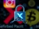 A warning symbol over a compromised social media icon, illustrating the PancakeSwap hack and urgent security alert.