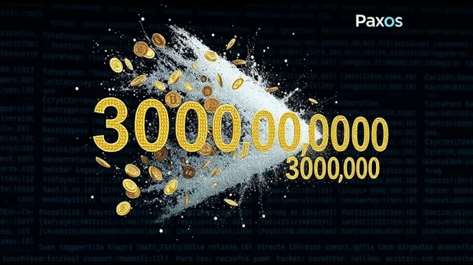 Visualizing the Paxos PYUSD issuance error, showing a huge number (300T) being corrected to a smaller, accurate figure, highlighting the stablecoin's integrity amidst the PYUSD error.