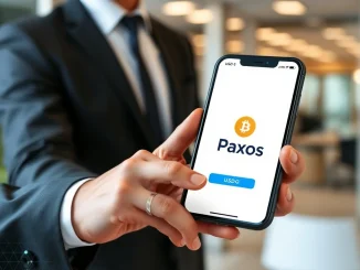 An employee receives a portion of their **crypto salary** in USDG stablecoin from Paxos, symbolizing innovation in digital currency compensation.