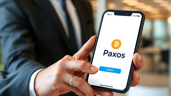An employee receives a portion of their **crypto salary** in USDG stablecoin from Paxos, symbolizing innovation in digital currency compensation.