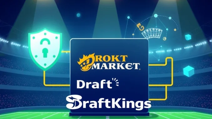 Polymarket and DraftKings logos symbolize their collaboration in the prediction market, ensuring regulated clearinghouse operations.