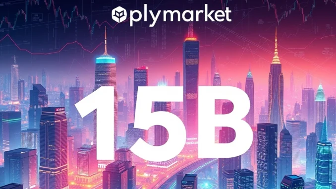 Illustrates Polymarket fundraising aiming for a $15 billion valuation, depicting growth in decentralized prediction markets.