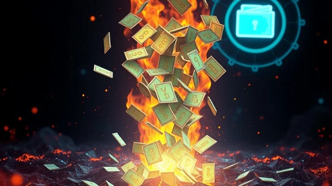 Digital representation of 300 million PYUSD tokens being permanently removed from circulation, signifying a major stablecoin crypto transaction.