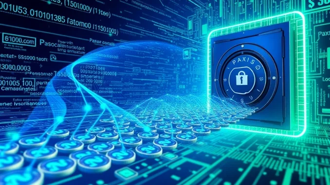 Illustrating a significant PYUSD transfer of $300 million, depicting digital assets moving securely to Paxos.