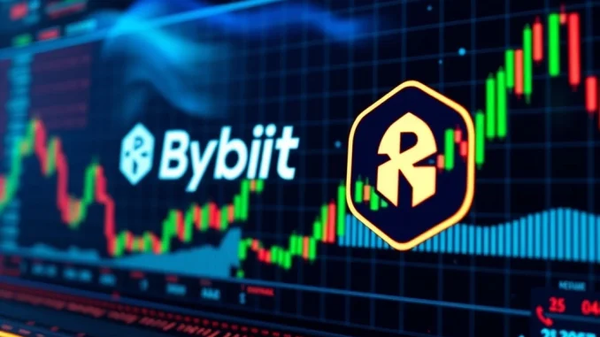 A visual representation of the RECALL token logo integrated with the Bybit crypto exchange interface, symbolizing the upcoming spot trading listing.