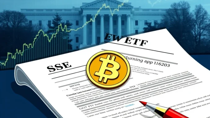 Documents for **BitMine Growth and Income ETF** application by RexShares, symbolizing new crypto investment avenues.