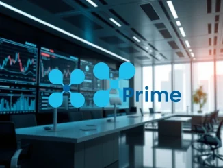 Visualizing Ripple Prime's launch, symbolizing the integration of Hidden Road into Ripple's institutional crypto prime brokerage services.