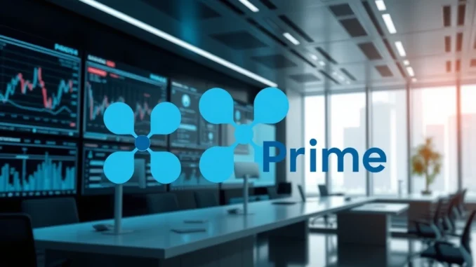 Visualizing Ripple Prime's launch, symbolizing the integration of Hidden Road into Ripple's institutional crypto prime brokerage services.