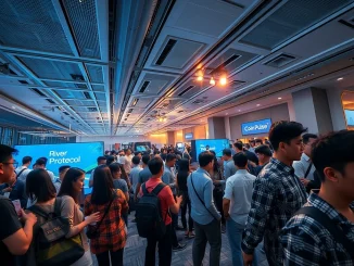 Attendees engaging at the River Protocol Seoul meetup, fostering Web3 innovation and discussing chain abstraction stablecoins.