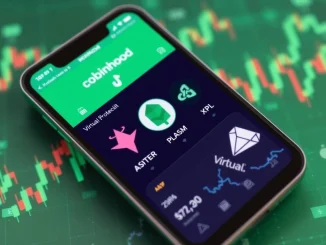 Robinhood app screen displaying Astar, Plasm, and Virtual Protocol crypto listings, signifying expanded Robinhood crypto trading options.