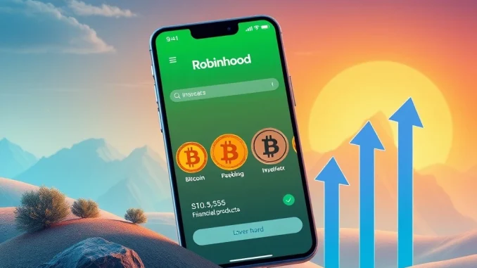 Robinhood digital tokens interface, symbolizing new Bitcoin-collateralized investment opportunities for retail crypto access.