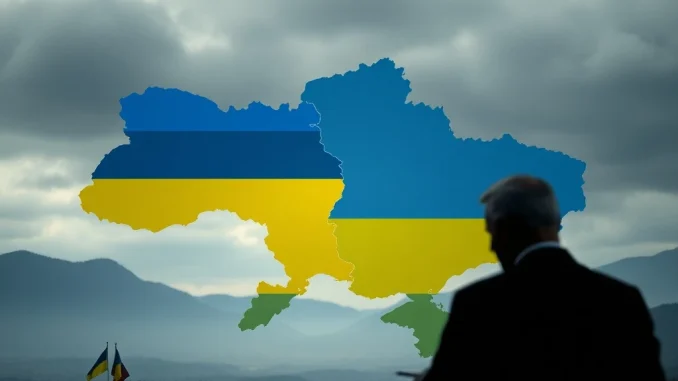 An illustration depicting the geopolitical standoff in the Russia Ukraine war, highlighting the contested Donbas region and the rejection of a peace proposal.