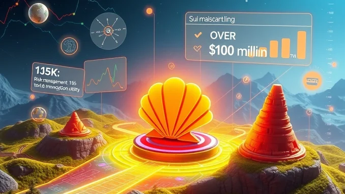 Visualizing Scallop's impressive growth as a core Sui DeFi protocol, highlighting its significant Total Value Locked (TVL).