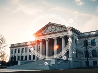 The SEC building facade with superimposed digital asset symbols, illustrating the **SEC crypto priority** in shaping future financial innovation and regulatory policy.
