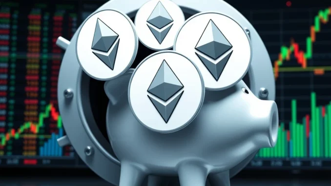 Sharplink Gaming's strategic Ethereum purchase visualized, showing ETH flowing into an institutional investment fund.