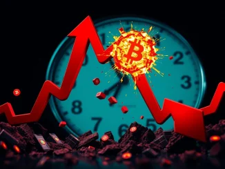 Chart showing a sharp drop in cryptocurrency prices, representing the massive crypto futures liquidation event and market volatility.