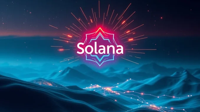 A visual representation of the Solana Alpenglow upgrade enhancing network speed and efficiency, conveying a future of advanced blockchain performance.
