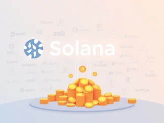 An illustration depicting the Solana Foundation strategically distributing discounted SOL tokens to various entities, symbolizing Solana ecosystem growth.