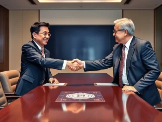South Korean FSS Governor Lee Chan-jin and pro-crypto SEC Chair Paul Atkins engage in a crucial discussion about **South Korea crypto regulation**.