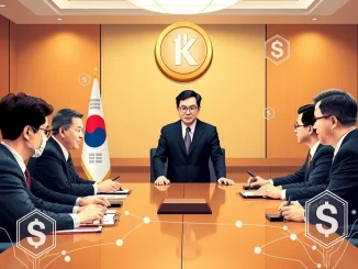 South Korean officials discuss a stablecoin framework, symbolizing crucial progress in digital asset regulation.